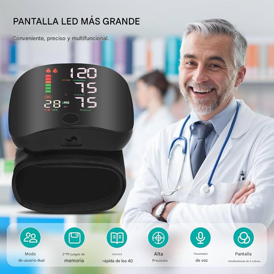Tensiómetro Digital Monitor de Presión Arterial de Muñeca